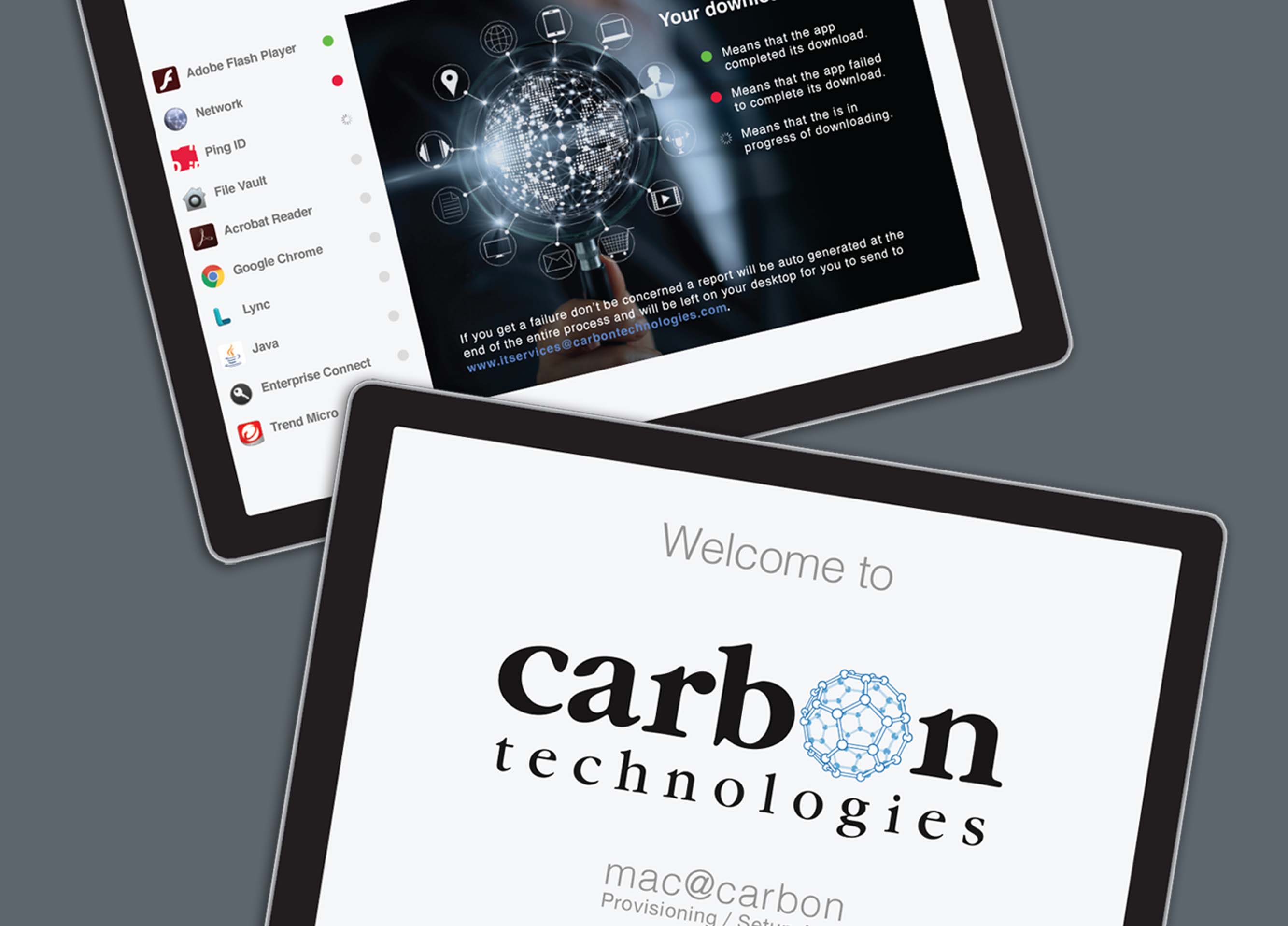 Image on the Carbon Provisioning App on a laptop screens.